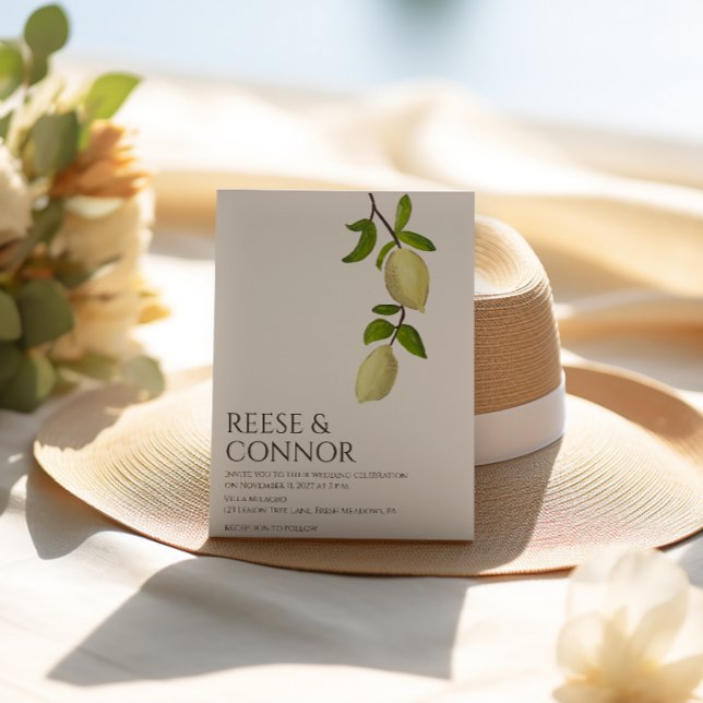 Fresh Citrus Painted Lemons Modern Mediterranean Inbjudningar (Skapare uppladdad)