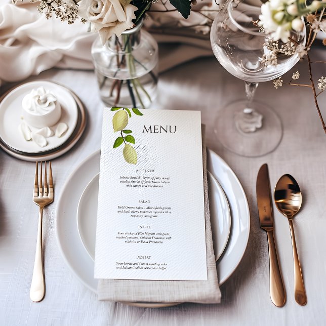 Fresh Citrus Painted Lemons Modern Mediterranean Meny (Skapare uppladdad)