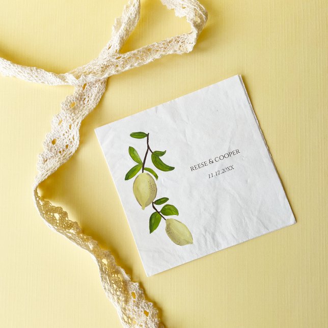 Fresh Citrus Painted Lemons Modern Mediterranean Pappersservett (Skapare uppladdad)