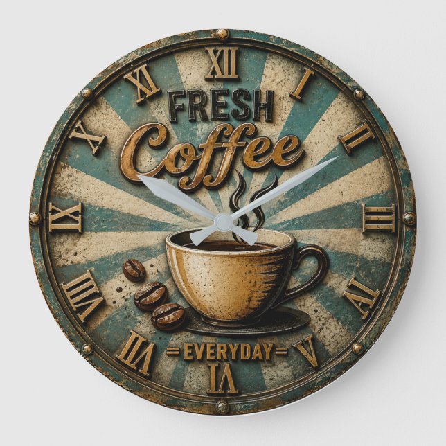 Fresh Coffee Everyday Stor Klocka (Framsida)