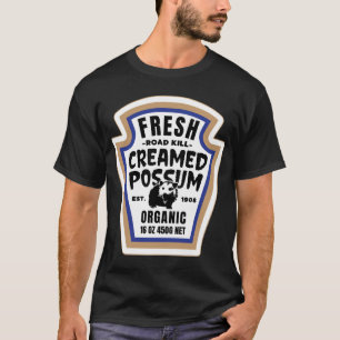 Fresh Creamed Possum Funny Halloween Food Label Co T Shirt