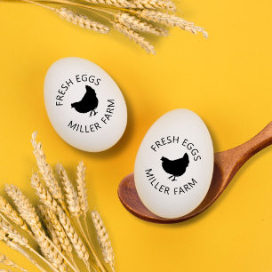 Fresh Eggs Simple Hen Monogram Egg Frimärke Stämpel