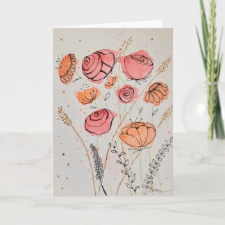 Fresh Floral Watercolordoodle Card Kort