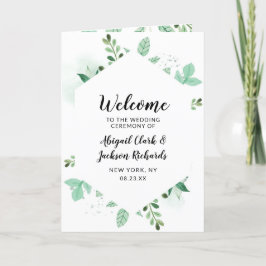 Fresh Foliage Botanical Hexagon Bröllop Ceremony Program