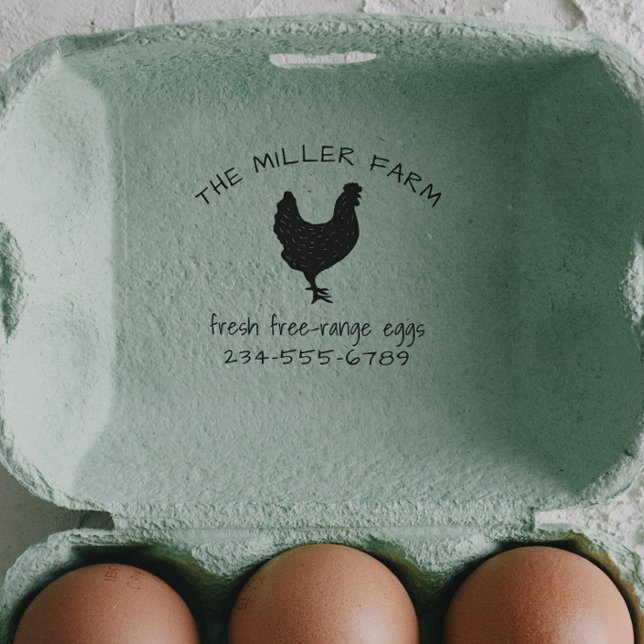 Fresh Free Range Eggs Family Farm Chicken Självfärgande Stämpel (Rubber Stamp Mock-up)