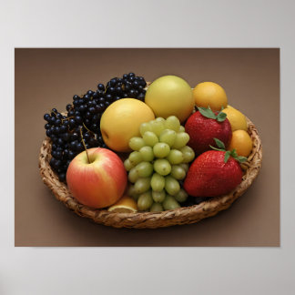 Fresh Fruit Basket Colorful Healthy Food Photo Poster