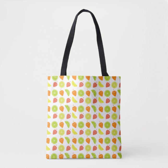 'Fresh Fruit Pattern' Citrus & Jordgubbe Axelrem Tygkasse (Framsida)
