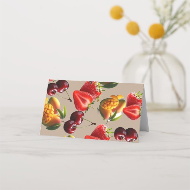 Fresh Fruit Pattern – Strawberry, Cherry & Mango A Lojalitetskort (Framsida)