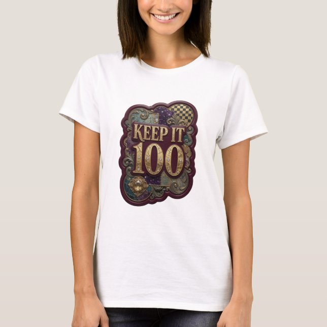 Fresh Gold KEEP IT 100 Slogan T-shirt (Framsida)