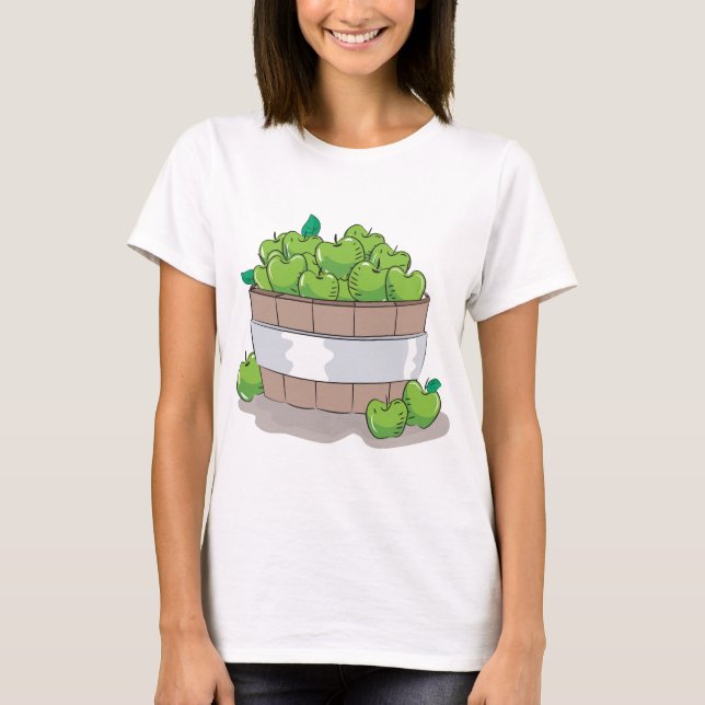 Fresh Green Apple Harvest Barrel Granny Smith T Shirt (Framsida)