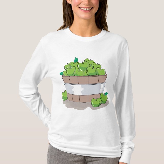 Fresh Green Apple Harvest Barrel Granny Smith T Shirt (Framsida)