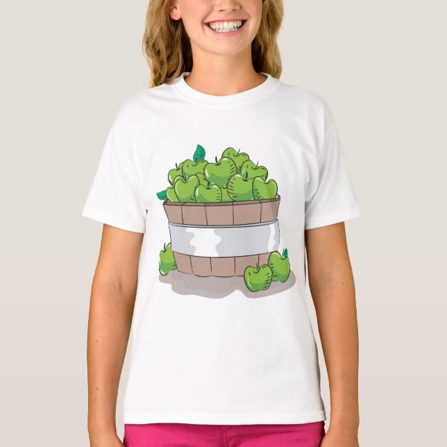 Fresh Green Apple Harvest Barrel Granny Smith T Shirt (Framsida)