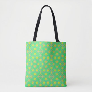 Fresh Green Daisy Pattern Tote Tygkasse