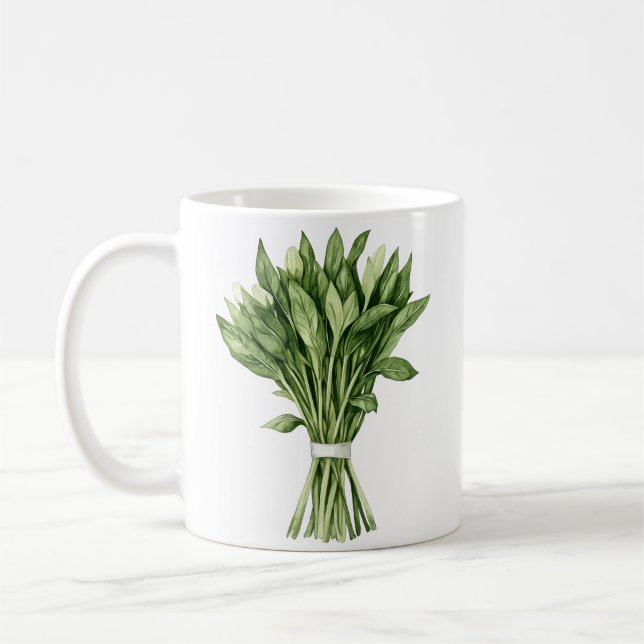 Fresh Greenery Watercolor Bröllop Bouquet Kaffemugg (Vänster)