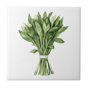 Fresh Greenery Watercolor Bröllop Bouquet Kakelplatta