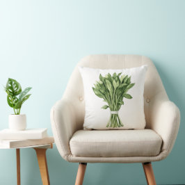Fresh Greenery Watercolor Bröllop Bouquet Kudde