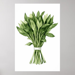 Fresh Greenery Watercolor Bröllop Bouquet Poster