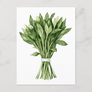 Fresh Greenery Watercolor Bröllop Bouquet Vykort