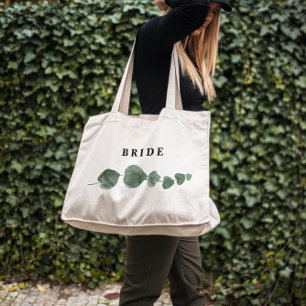 Fresh Greenery Watercolor Bröllop Bride Tygkasse