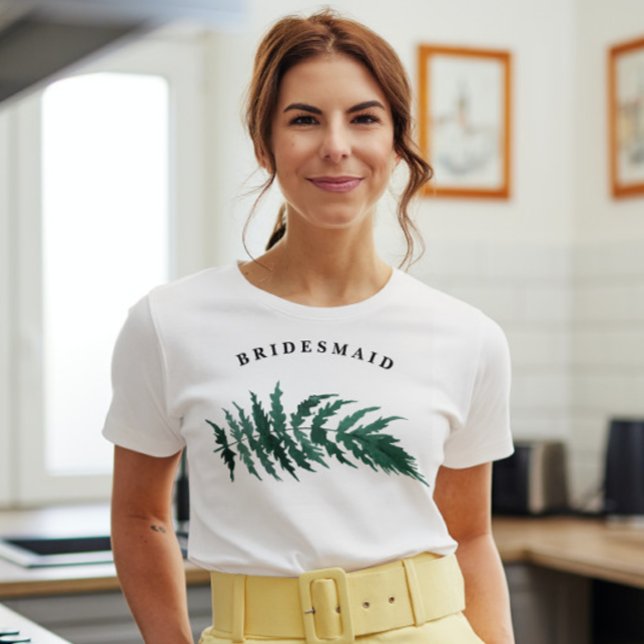 Fresh Greenery Watercolor Bröllop Bridesmaid T Shirt (Skapare uppladdad)