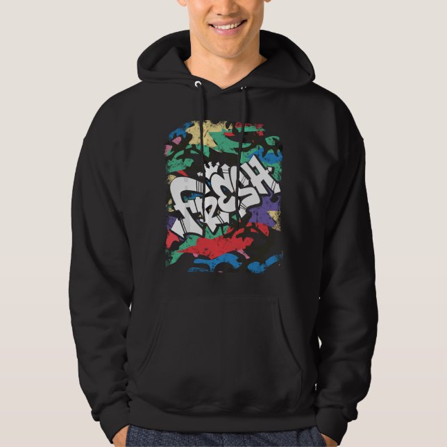 Fresh Hip Hop 80s 90s Old School Kamouflage Rap Ur Hoodie (Framsida)