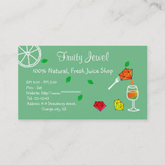 Fresh Juice Shop Name Card Jewel Visitkort