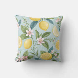 Fresh Lemon Floral Botanical Pattern  Kudde