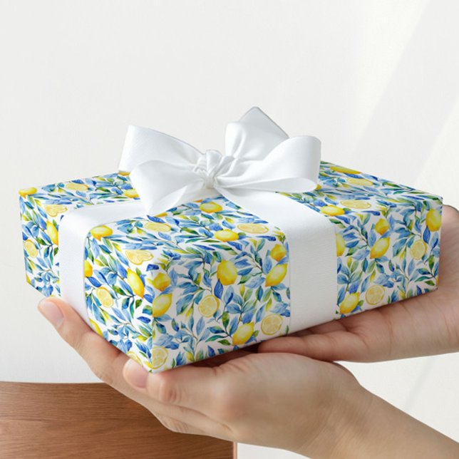 Fresh Lemon Gift Wrapping Paper | Mediterranean Presentpapper (Skapare uppladdad)