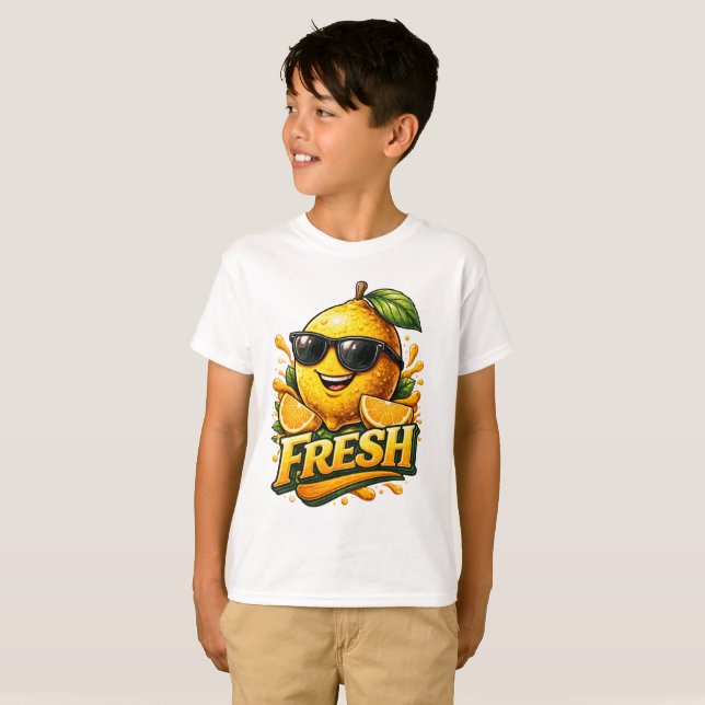 Fresh Lemon Summer Vibes Cute Citrus Character  T Shirt (Hel framsida)
