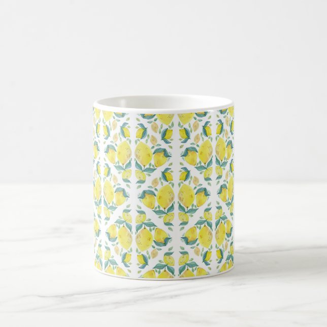 Fresh Lemon Watercolor Pattern Kaffemugg (Center)
