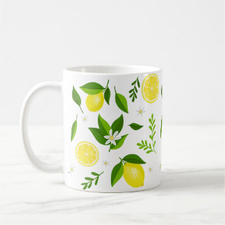 Fresh lemons with flowers and leaves kaffemugg
