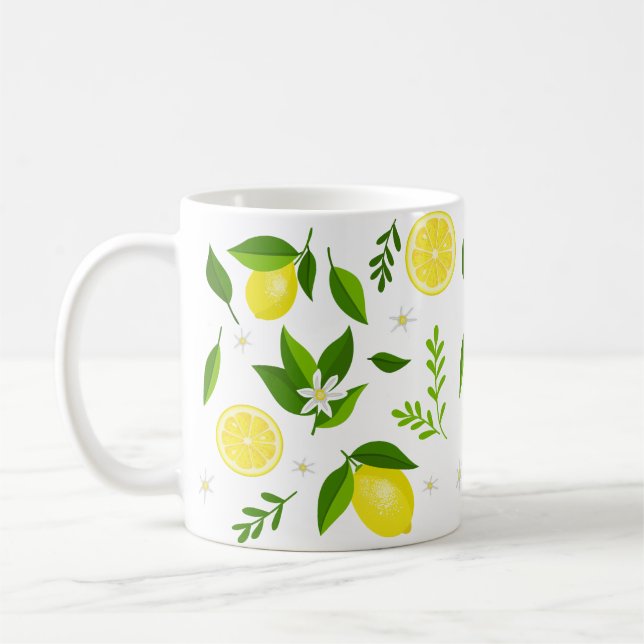 Fresh lemons with flowers and leaves kaffemugg (Vänster)