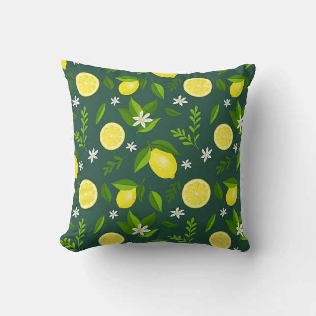 Fresh lemons with flowers and leaves kudde (Framsida)