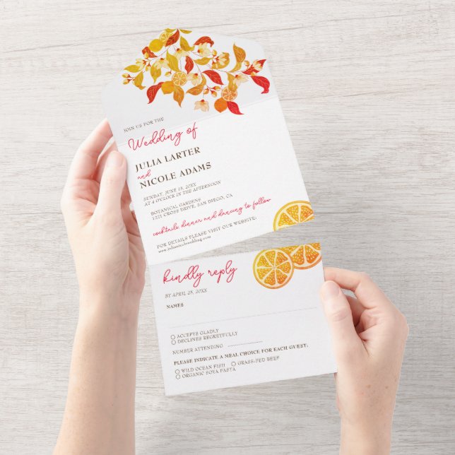 Fresh Lemony Kärlek Citrus Foliage Bröllop (Tearaway)