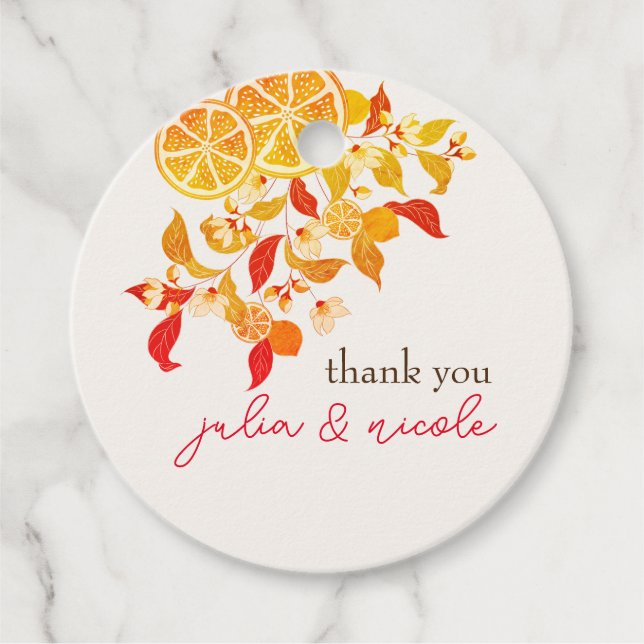 Fresh Lemony Kärlek Citrus Foliage Bröllop Gåvor Etiketter (Framsida)