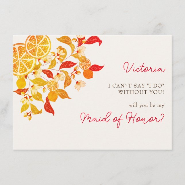 Fresh Lemony Kärlek Citrus Foliage Bröllop Meny (Framsida)