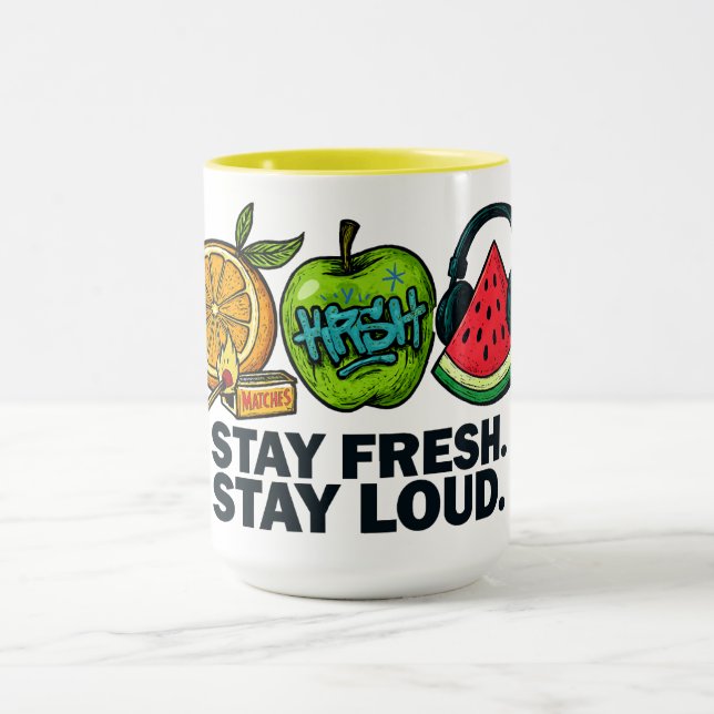 Fresh & Loud Pop‑Art Fruit Combo Mugg (Center)