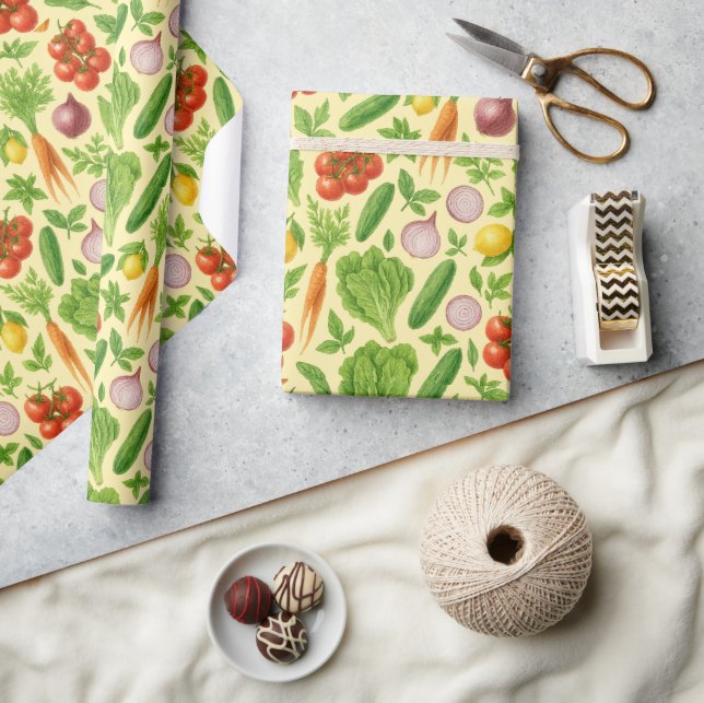 Fresh Market Vegetable Wrapping Paper | Foodie Gif Presentpapper (Hantverk)