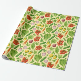 Fresh Market Vegetable Wrapping Paper | Foodie Gif Presentpapper