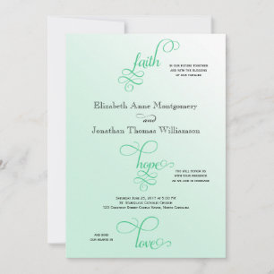 Fresh Mint Script Faith Hope & Kärlek Bröllop Inbjudningar