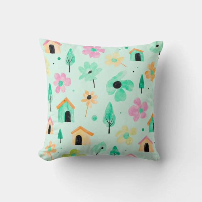 Fresh Modern Floral Pattern Pillow Kudde (Framsida)