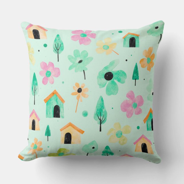 Fresh Modern Floral Pattern Pillow Kudde (Framsida)