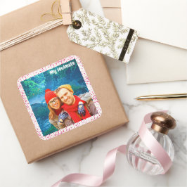 fresh modern personalized design red hearts fyrkantigt klistermärke