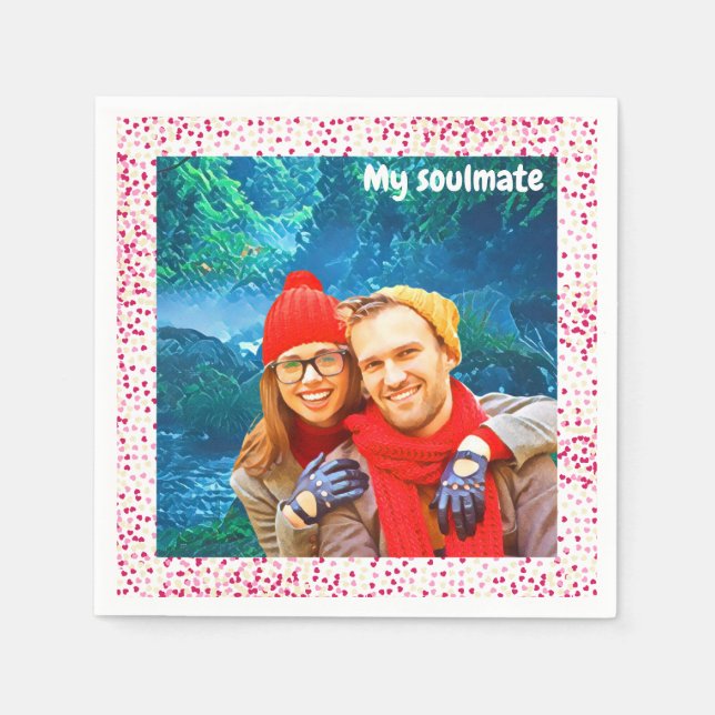 fresh modern personalized design red hearts pappersservett (Framsidan)