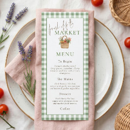 Fresh off Market Gingham Bridal Shower Menu Card Inbjudningar
