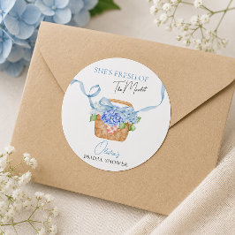 Fresh Off The Market Blå Hortensia Bröllopsdusch Runt Klistermärke