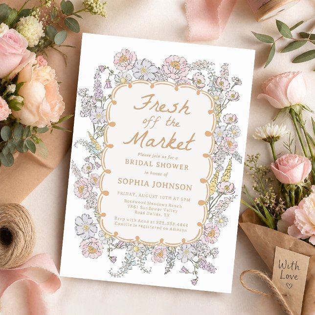 Fresh off the Market Blommig Bröllopsdusch Inbjudningar (Skapare uppladdad)