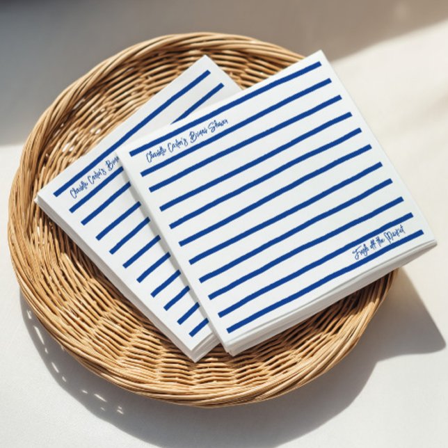 Fresh Off The Market Blue Stripes Bridal Shower Pappersservett (Fresh Off The Market Blue Stripes Bridal Shower Napkins)