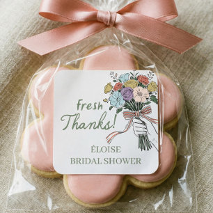 Fresh Off The Market Bouquet Bröllopsdusch Blommig Fyrkantigt Klistermärke