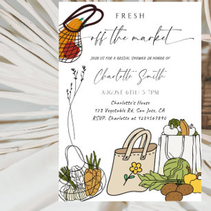 Fresh Off The Market Bridal Shower-Bondens Marknad Inbjudningar